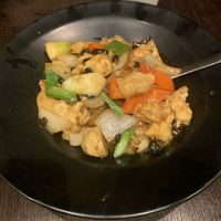 vegan chicken noodles  at Plum Valley in London