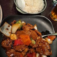 Mock duck and black bean sauce at Plum Valley in London
