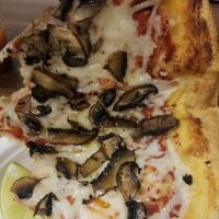 Vegan cheese with mushrooms at Sauce & Soda in Brooklyn