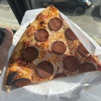 Vegan pepperoni slice  at Sauce & Soda in Brooklyn