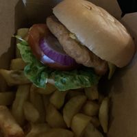 Vegan burger and chipss were so  at Dolan's Pub and Restaurant in Limerick