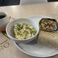 Vegan potato salad and the chackin Caesar wrap🤤🤤🤤🤤  at Stillfood Bistro in Salmon Arm