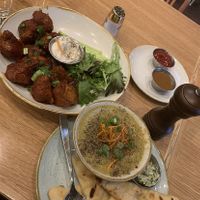 Buffalo Cauliflower Soup with Soup of the week and seed flat bread  at Fresh Sherway in Toronto