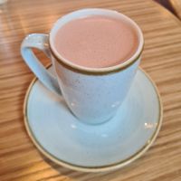 Hot Coco. It was a warm & sunny day and the waiter asked if I wanted it iced, which I think is a cool option to offer. at Fresh Sherway in Toronto