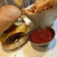 Cheeseburger, was ok…should have subbed non house made patty  at Fresh Sherway in Toronto