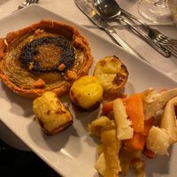 Vegan cheeze tart and roasted veggies at Ferryboat Inn in Hayling Island