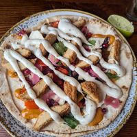 Vegan flatbread at Ferryboat Inn in Hayling Island