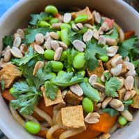 Gochujang Udon Bowl at Cały Gaweł Cantine Bar Cafe in Sopot