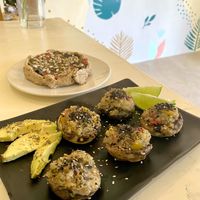 Mushrooms and integral pie with vegetables   at Habits in Holbox