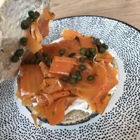 ‚Peter Hase‘ Bagel (with smoked carrots and capers)  at Frau Ginkel in Geisenheim