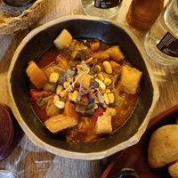 Steamed vegetables with croutons and corn at Mirlo La Caleta in Tenerife