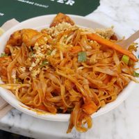 Tofu pad Thai! It was presented more neatly than this to begin with - I took the photo after I'd already dug into it a little bit at Vegan Thai Food - Food Stall in North West London