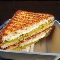 Cheese and pickles toastie - sweet pickles yum at Earth to Body Cafe in Croydon