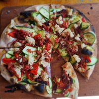 Freaky Ziki pizza at Luke's Kitchen in Kuaotunu