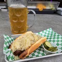 Vegan sausage at Biergarten in Santa Barbara