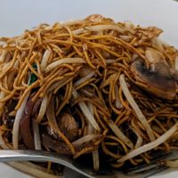 'Chicken' noodles at Vegan Planet in North West London