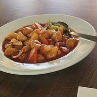 Cantonese style sweet and sour vegan chicken - best ever at Vegan Planet in North West London