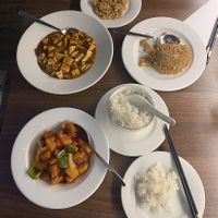 Mapo tofu and sweet and sour chicken   at Vegan Planet in North West London