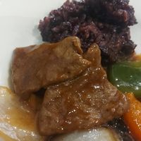 Beef in black bean sauce at Vegan Planet in North West London