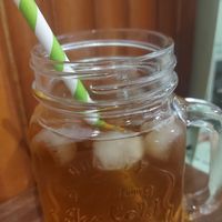 Iced green tea at Vegan Planet in North West London