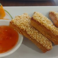 Sesame prawn toast at Vegan Planet in North West London