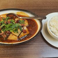 Scharfer Fisch mit Reis at Vegan Planet in North West London