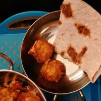 Onion bahji and roti at Eastern Eye in Lichfield