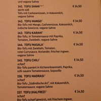 Vegane Karte at Kashmir in Freiburg