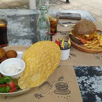 Falafel and burger at Taberna El Camperu in Arriondas