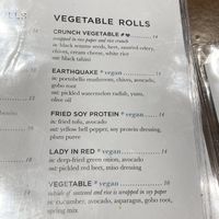 Vegan labeled veggie rolls  at Blue Ocean in Carlsbad