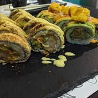 Chilean roll and acevichado at Vegan Street Bar - Yasai Bar in Santiago