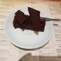Amazing dessert with chocolaty mousse and biscuit-y filling at L'angolo Italiano in Vejle