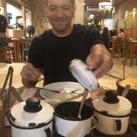 The cute little dishes you make your plate from (and my cute fiancé 😍)  at Barcaxeira Porto de Galinhas in Ipojuca