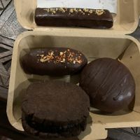 Orange cashew choc, Butter Finger Matcha, cashew butter choc cookie and homemade choco pie. My faves were the Choco pie and the cashew butter choc cookie    at Vegan Bakery By Heart in Phuket