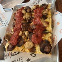 Vegan Supreme - Vegan Pepperoni, Bacon, Chicken, Sausage, Cheese, and House Marinara  at Joyride Pizza in San Francisco