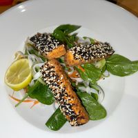 Chili and Lime Rice Noodle Salad with Sesame Crusted Tofu  at Relishes in Wanaka