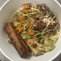 Mushroom risotto with tofu 🤍🌱  at Fiction Kitchen in Raleigh