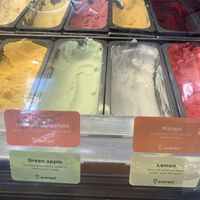 Strawberry, mango, lemon and I think also the green apple ( best to ask )  at Corso Ice Cremerie in Manly