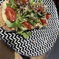 Hummus toast  at Cult Café in Valencia