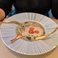 Watery, undercooked risotto at A Corre Vexeta in Santiago De Compostela