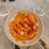 "Salmon" carpaccio at Elemiah in Fontainebleau