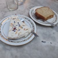 Lemon cheesecake and orange blossom and pistachio cake at Elemiah in Fontainebleau