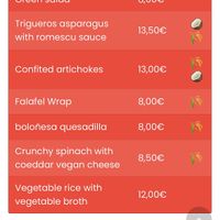 Vegan section of their menu - online at https://seisperlas.com/menu?lang=en  at Restaurante Seis Perlas in El Campello