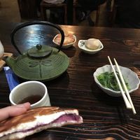 purple yam pancake frozen store bot at Aji Ramen in Katy