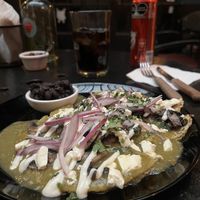Enchiladas verdes con champiñones y epazote #Veganuary at Umami in Mexico City