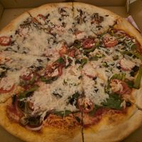 Happy Vegan with balsamic mushrooms at Tony's Pizza in Flagler Beach