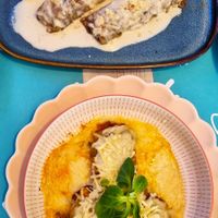 Mushroom cannelloni and eggplant rolls at Mareando la Huerta in Alicante