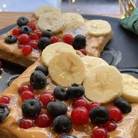 Vegan waffles  at herBar in Budapest