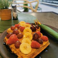 Peanut butter waffles at herBar in Budapest