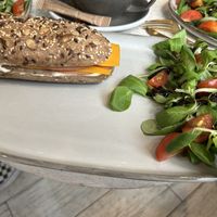 Vegan ham and cheesee  at herBar in Budapest